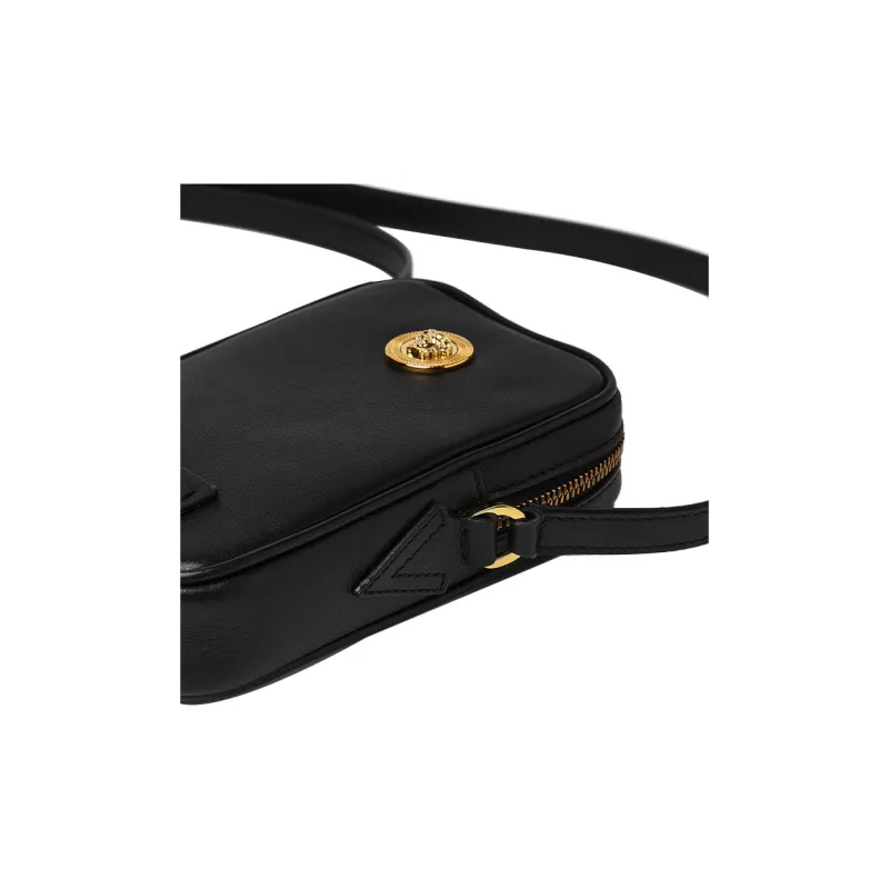 VERSACE La Medusa Cow Leather Shoulder Bag, Crossbody Bag Trumpets Men's Black-4