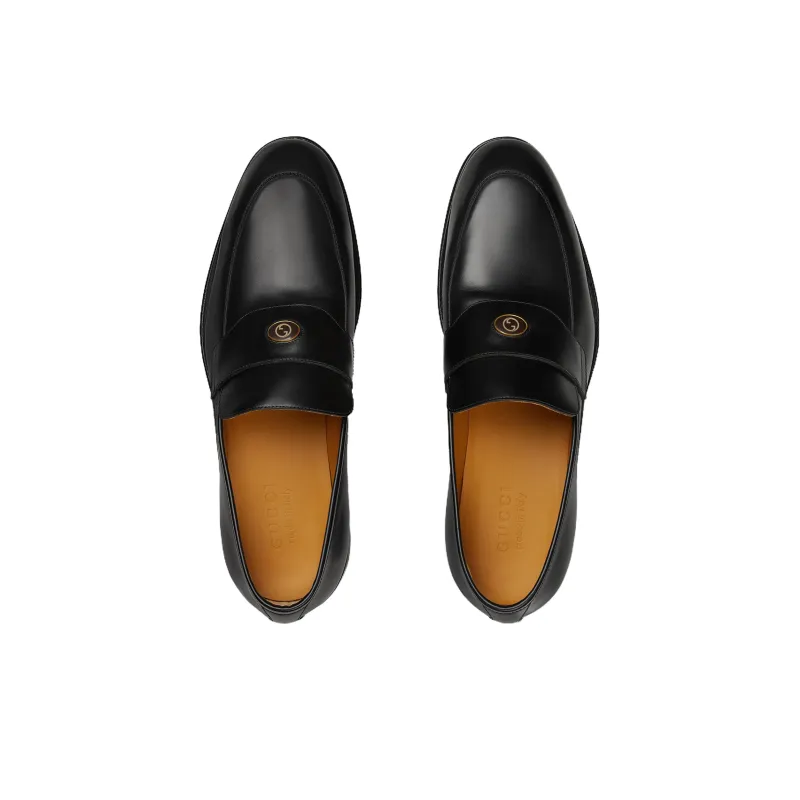 GUCCI Interlocking G Leather Loafers-3