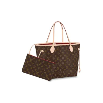 LOUIS VUITTON Neverfull MM Monogram Handbag Tote Women's Brown/Cherry
