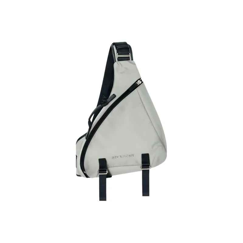 GIVENCHY G-Zip Polyamide Triangle Bag Sling Bag One Shoulder Crossbody Fanny Pack Medium Size Men's Medium Gray-0
