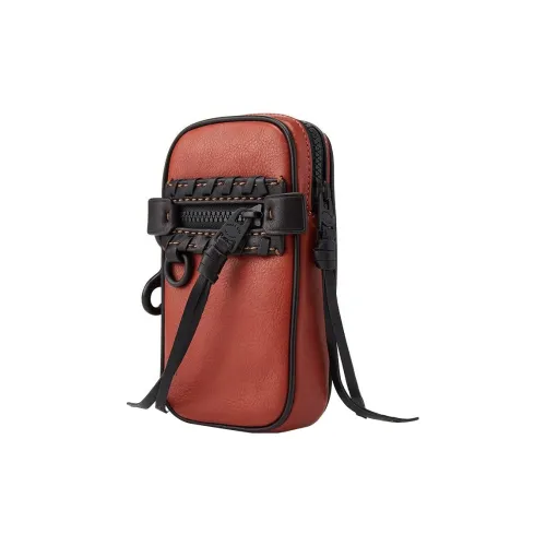 COACH N/S Leather Camera Bag Wallet Cell Phone Pouch Shoulder Bag Crossbody Bag Mini Men's Red