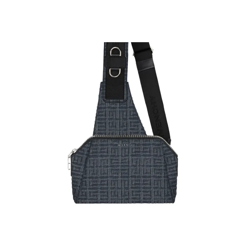 GIVENCHY Antigona Denim With Cotton And Calfskin Shoulder Bag Crossbody Bag Small Size Men's Gray-1