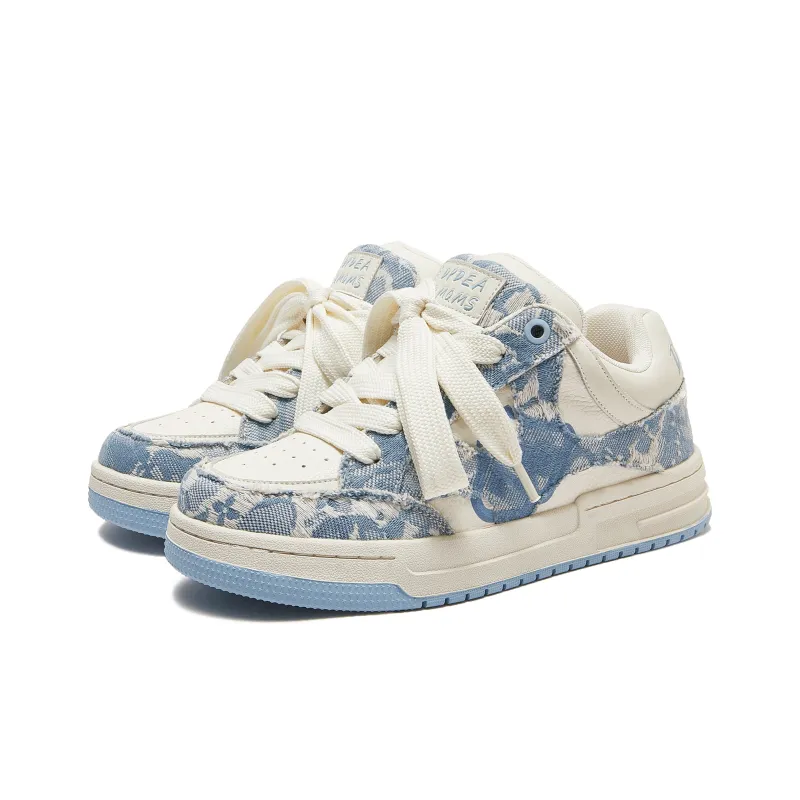 MQMS Skateboard Shoes Unisex Low Top Blue/White-2