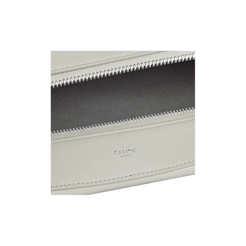 CELINE Romy Collection Soft Cow Leather Shoulder Bag Crossbody Bag Handbag Large Size Men's Chalk White-4