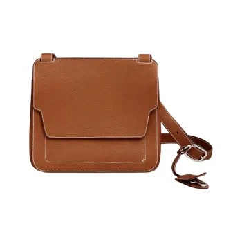 HERMES Mali-Selle Barenia Faubourg Calfskin Courier Bag Shoulder Bag Crossbody Bag Regular Men's 34 Fauve Light Tawny