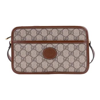 GUCCI Canvas With Leather Box Bag Shoulder Bag Crossbody Bag Mini Unisex Ebony/Brown