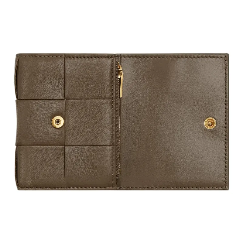 Bottega Veneta Sheepskin Wallet Small Size Women's Taupe-2