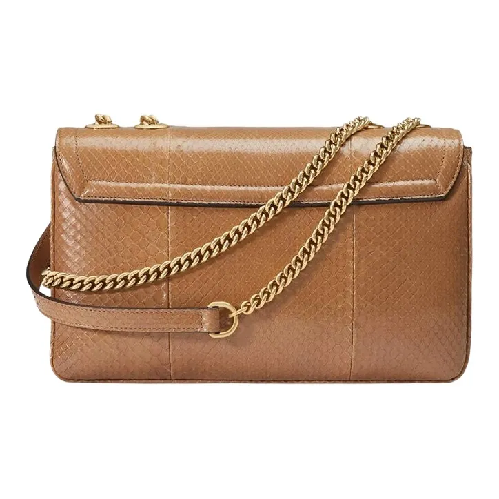GUCCI Rajah Snake Skin Shoulder Bag Crossbody Bag Medium Size Women's Brown-3