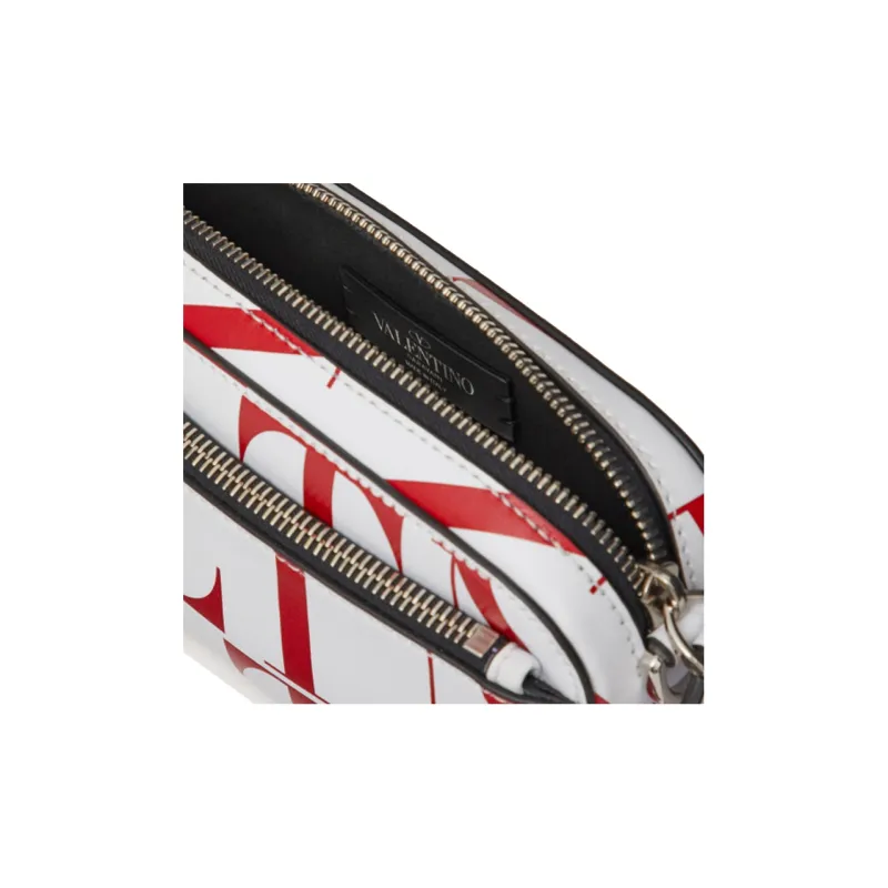 Valentino VLTNTIMES Cow Leather Shoulder Bag Crossbody Bag Small Size Men's White/Red-3