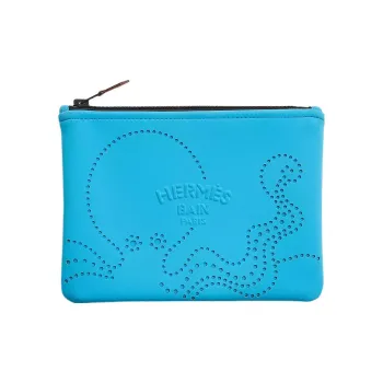 HERMES Neobain Waves Polyamide Clutch Small Size Women's Blue