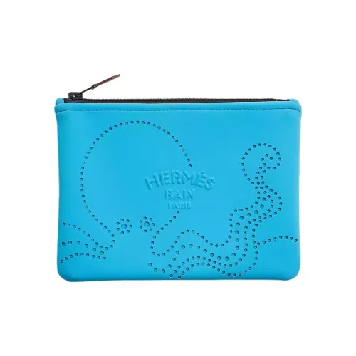 hermes travel Neobain Waves Polyamide Clutch Small Size Women's Blue