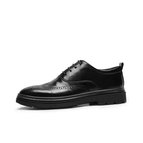 GOLDLION Dress Shoes Men Low-Top Black