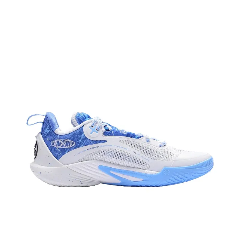 Bipolar X LINING Speed 10 Basketball Shoes Men Low Top Standard White/Dark Navy Blue-1