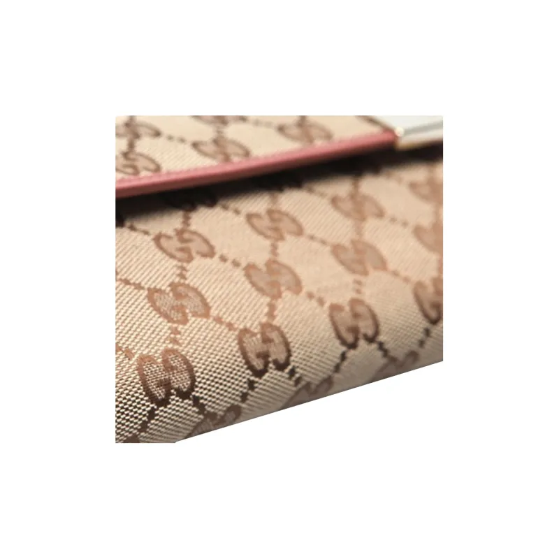 GUCCI Fabric With Leather Handheld Wallet Women's Beige Yellow-10