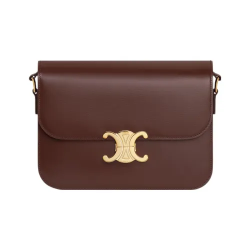 CELINE Triomphe Arc De Triomphe Shiny Calfskin Shoulder Bag Portable Crossbody Bag Shoulder Bag Women's Chestnut Brown