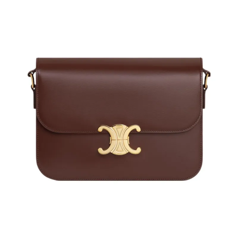 CELINE Triomphe Arc De Triomphe Shiny Calfskin Shoulder Bag Portable Crossbody Bag Shoulder Bag Women's Chestnut Brown-0
