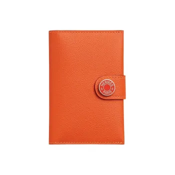 HERMES R.M.S Evercolor Leather Card Holder Regular Women's Flame Orange Red