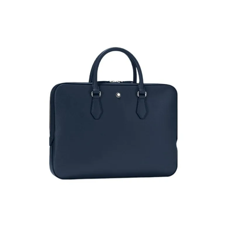 MONTBLANC Cow Leather Portable Briefcase Men's Ink Blue-1