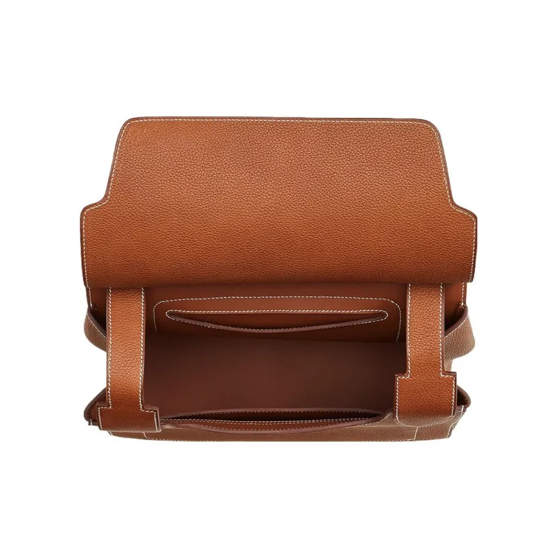HERMES Mali-Selle Barenia Faubourg Calfskin Courier Bag Shoulder Bag Crossbody Bag Regular Men's 34 Fauve Light Tawny-3