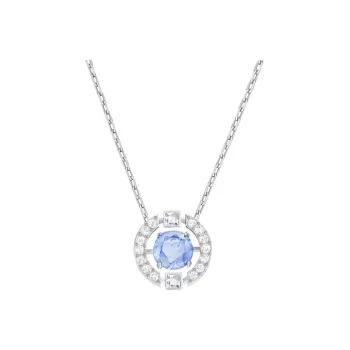 Swarovski Una Necklace Round Cut Blue Rhodium Plated
