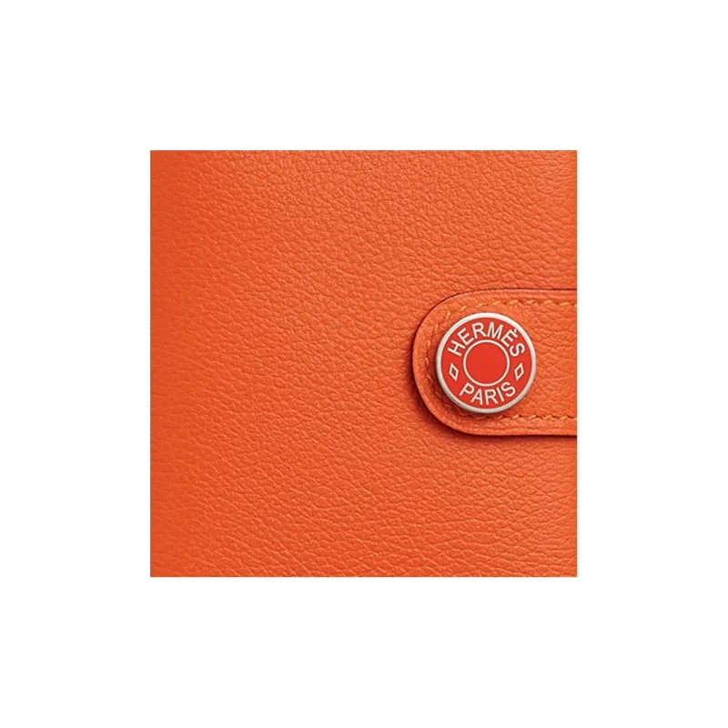 HERMES R.M.S Evercolor Leather Card Holder Regular Women's Flame Orange Red-2