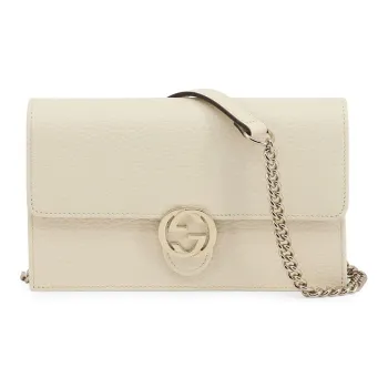GUCCI Interlocking GG Chain Crossbody Bag White