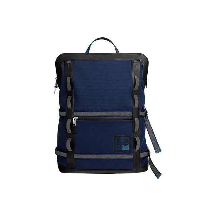 HERMES Off Piste Canvas With Regate Taurillon Leather Ski Bag Backpack Regular Unisex Blue Black-0