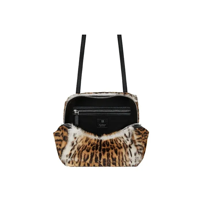 GIVENCHY Pandora Goatskin Combined With Calfskin Shoulder Bag Crossbody Bag Small Size Men's Black/Natural-3
