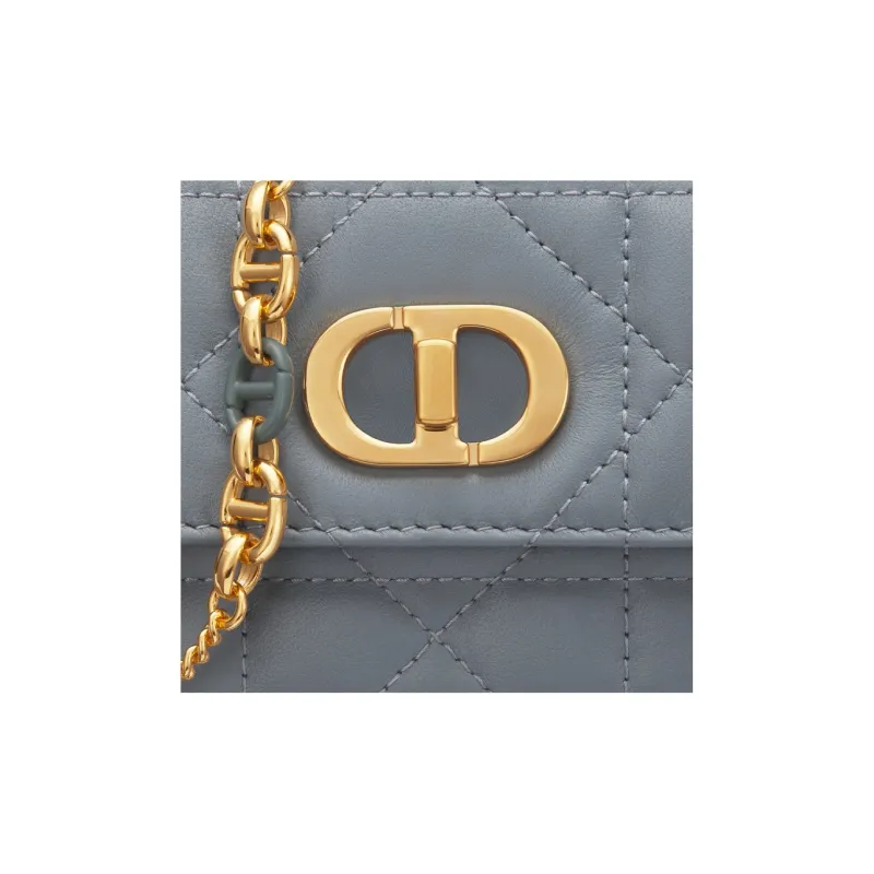 DIOR Caro Sheepskin Crossbody Bag Shoulder Bag Women's Powder Blue-4
