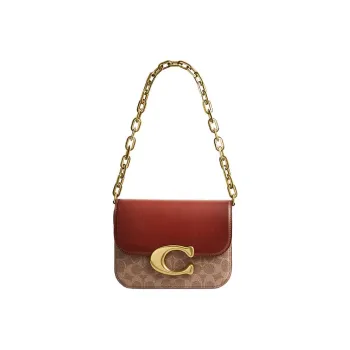COACH Canvas With Leather And Snake Skin Messenger Bag Crossbody Bag Shoulder Bag Women's Brown & Red