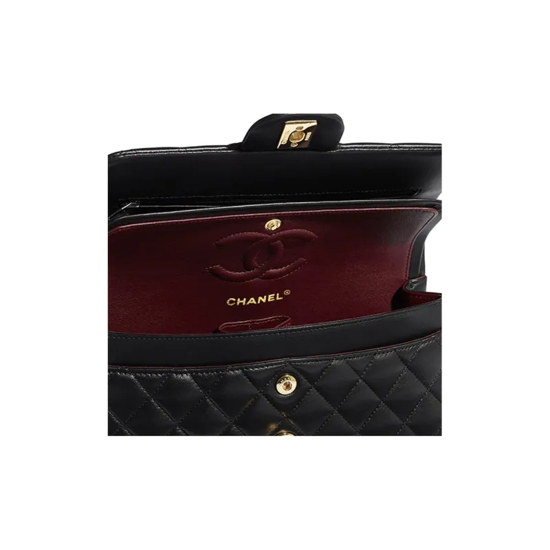 CHANEL Classic Flap CF Sheepskin Mouth Cover Bag, Crossbody Bags, Shoulder Bags Trumpets Women's Black-3