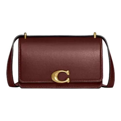 COACH Bandit Cow Leather Shoulder Bag Crossbody Bag Women's Wine Red