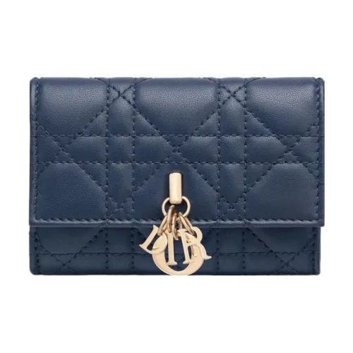 DIOR Sheepskin Wallet Extra Small Women's Deep Sea Blue