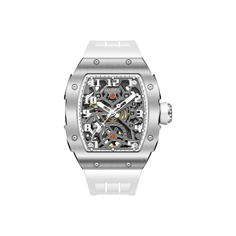 HaofaTourbillon Automatic Mechanical Movement Rubber Strap Watch Men's Watches Cut-Out Dial 1923A-A-6