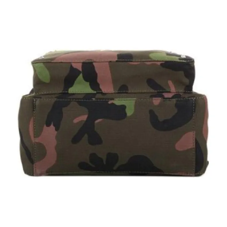 Valentino Canvas With Leather Backpack Unisex Army Green-3