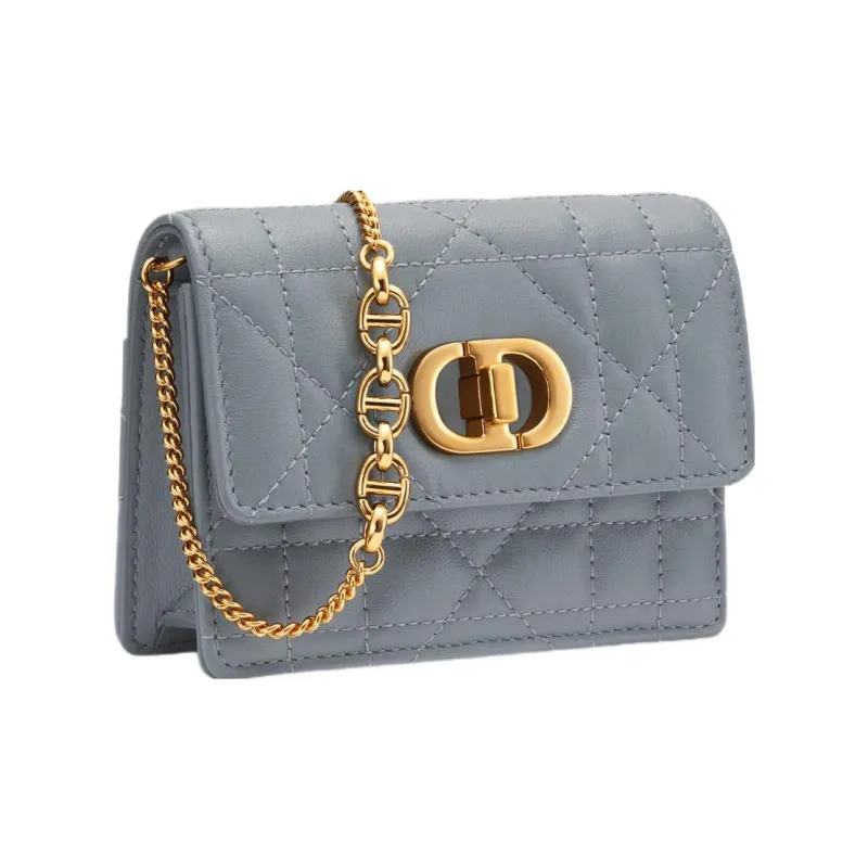 DIOR Caro Sheepskin Crossbody Bag Shoulder Bag Women's Powder Blue-1