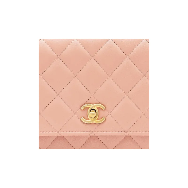 CHANEL WOC Smooth Lambskin Shoulder Bag, Crossbody Bag Mini Women's Pink-3