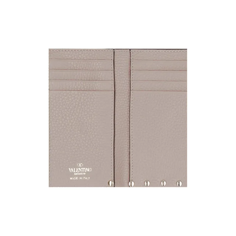 Valentino Rockstud Calfskin Wallet Women's Pink-4