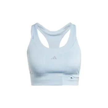 Adidas Solid Color Logo Medium Support Sports Bra Women's Light Blue