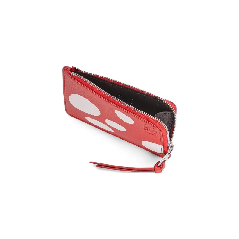 LOEWE Anagram Cow Leather Coin Card Holder Regular Men's Dark Red-1