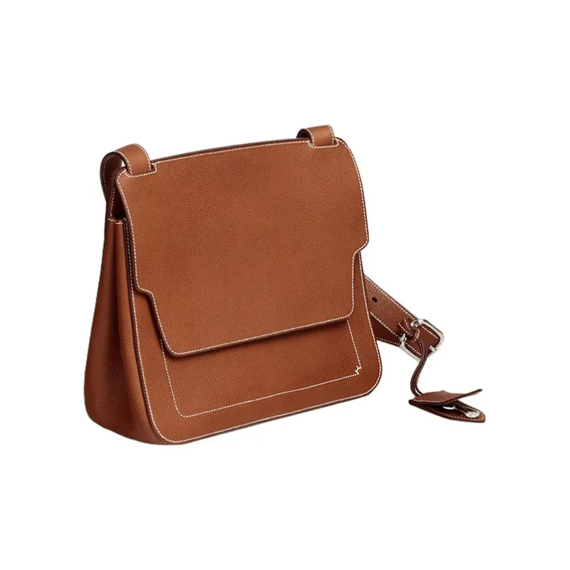 HERMES Mali-Selle Barenia Faubourg Calfskin Courier Bag Shoulder Bag Crossbody Bag Regular Men's 34 Fauve Light Tawny-1