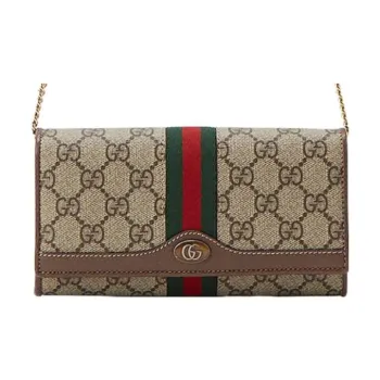 GUCCI Ophidia Canvas With Leather Handheld Shoulder Bag Crossbody Bag Wallet Women's Ebony/Brown