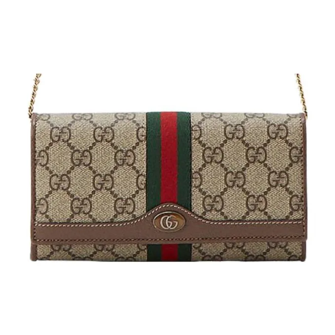 GUCCI Ophidia Canvas With Leather Handheld Shoulder Bag Crossbody Bag Wallet Women's Ebony/Brown-0