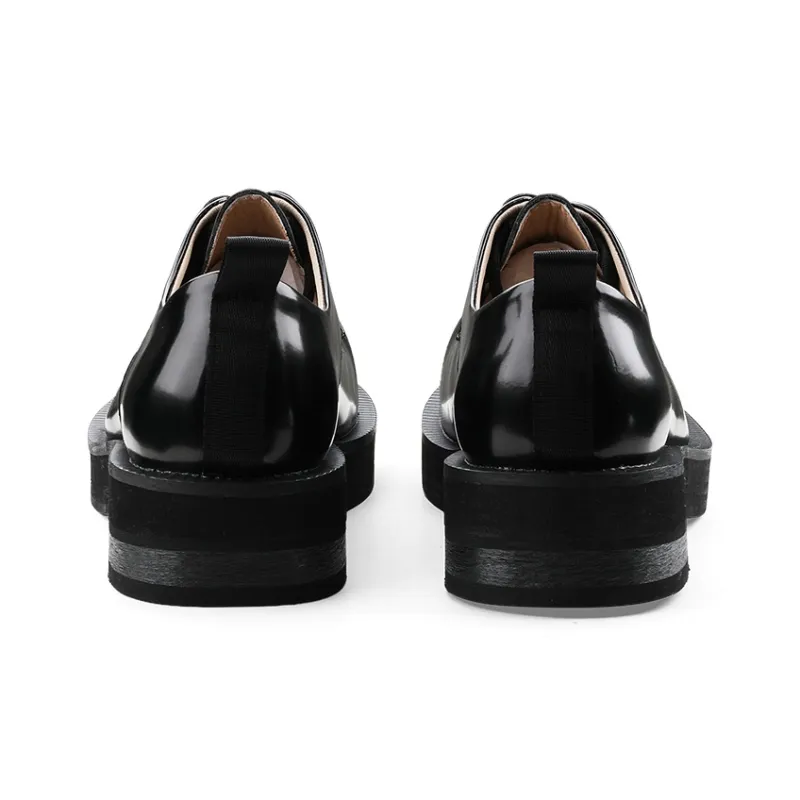 HANQIAORIJI Black Blood Series Casual Leather Shoes Unisex Black-5
