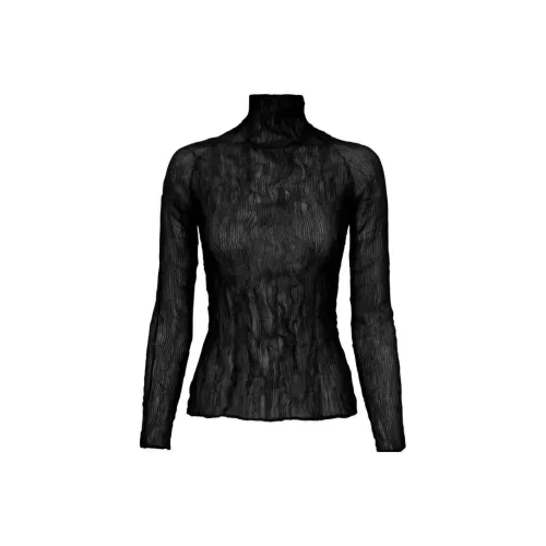 ISSEY MIYAKE Chiffon Shirts Women's Black