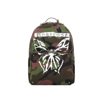 Valentino Canvas With Leather Backpack Unisex Army Green