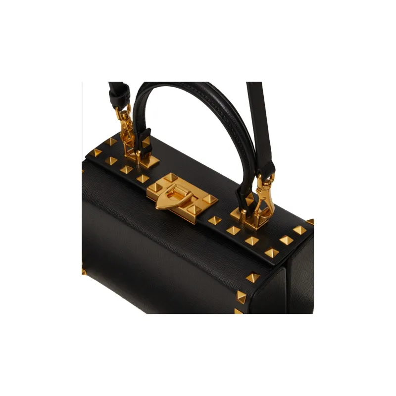 Valentino ROCKSTUD ALCOVE Grain Calfskin Box Bag, Handbag, Shoulder Bag, Crossbody Bag Women's Black-3