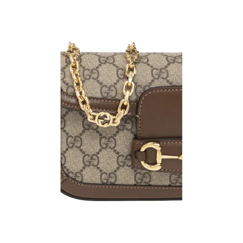 GUCCI Horsebit 1955 Canvas With Leather Binding Baguette Bag Shoulder Bag Shoulder Bags Handbags Women's Brown-3