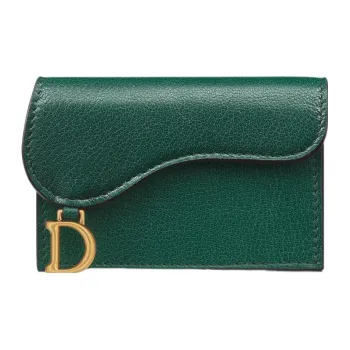 DIOR Saddle Sheepskin Card Clip Card Holder Regular Women's Pine Green
