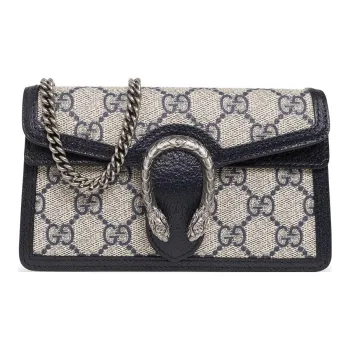 GUCCI Dionysus Leather Shoulder Bag Crossbody Bag Extra Mini Women's Blue/Beige